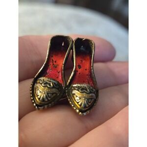 Damascene Shoe Brooch Vintage 1 inch Long Unique!